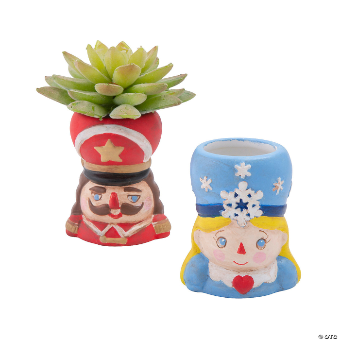 DIY Mini Ceramic Nutcracker Planters - 12 Pc.