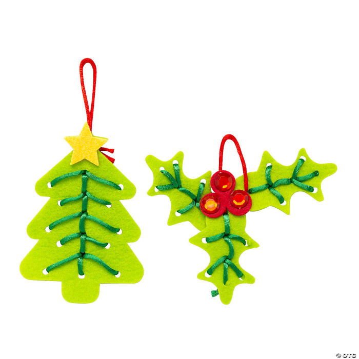 Lacing Felt Christmas Ornament Craft Kit - Makes 12