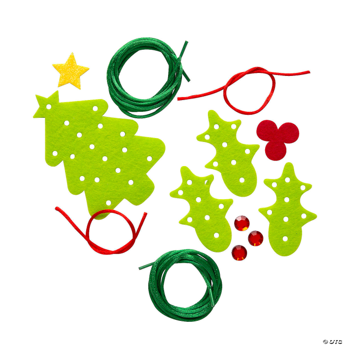 Lacing Felt Christmas Ornament Craft Kit - Makes 12