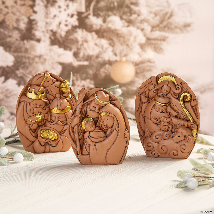 Nativity with Bible Verses Tabletop Decorations - 3 Pc.