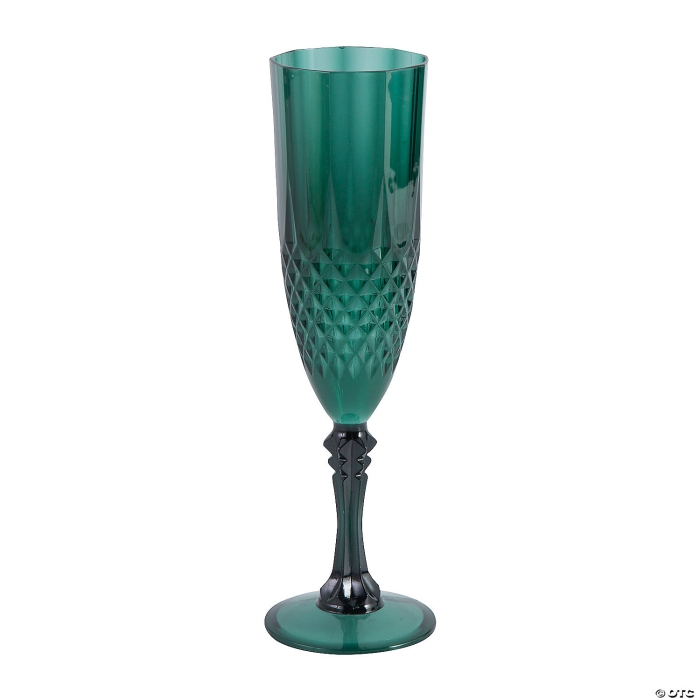 9" 8 oz. Green Patterned Plastic Champagne Flutes - 12 Ct. 9" 8 oz. Green Patterned Plastic Champagne Flutes - 12 Ct.