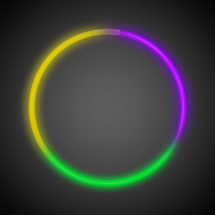 Green, Purple and Yellow 22 Inch Glow Necklaces