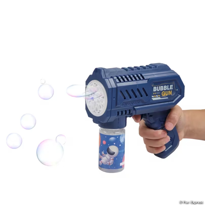 6 1/4" x 5 3/4" Blue Plastic Space Bubble Gun with Bubble Bottle