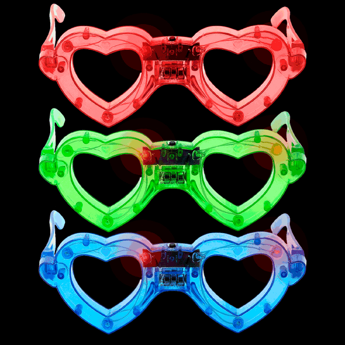 LED Light Up Heart Eyeglasses- Assortment