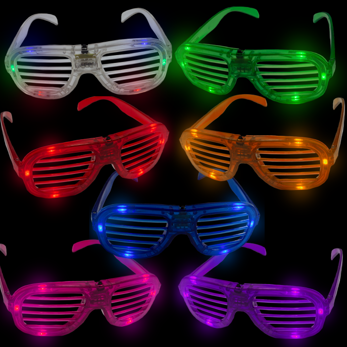 BFF4 1X Flashing LED Blinking Light Up Slotted Shutter Shades Glow Glasses Club 