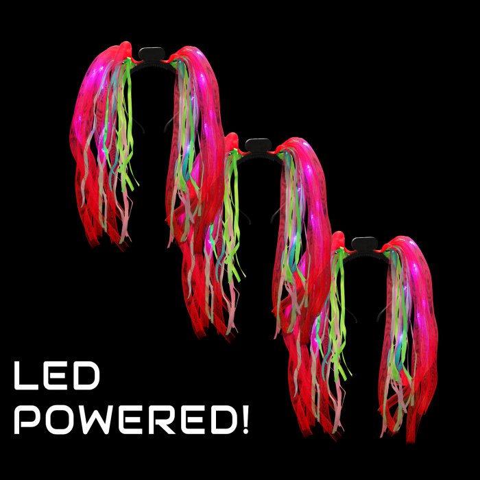 LED Light-Up Tentacle Headbopper- Red