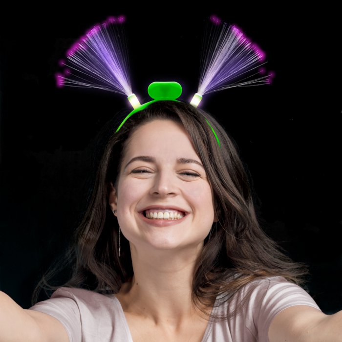 LED Flashing Fiber Optic Headband- Green
