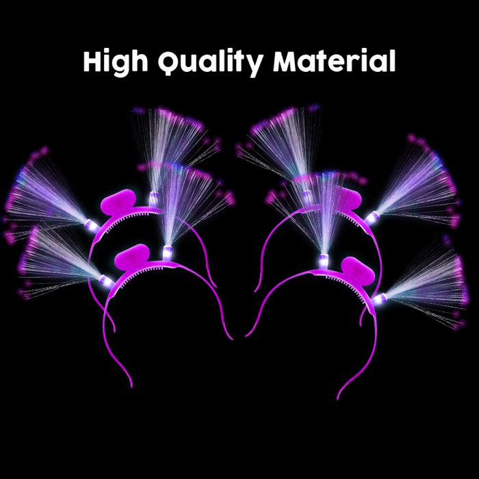 LED Flashing Fiber Optic Headband- Pink
