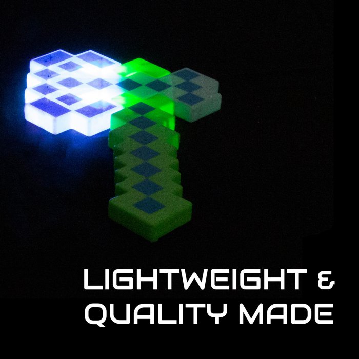 Light Up Pixel Axe (Blue, Green and White)