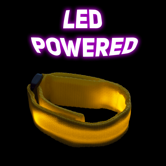 9.5" LED Fabric Bracelet- Yellow