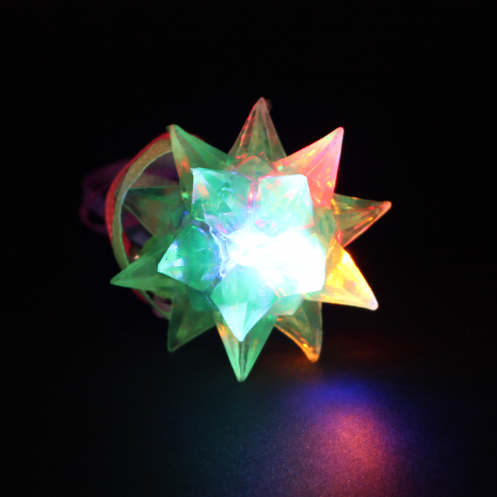3" Light-Up Crystal Star Necklace- Green