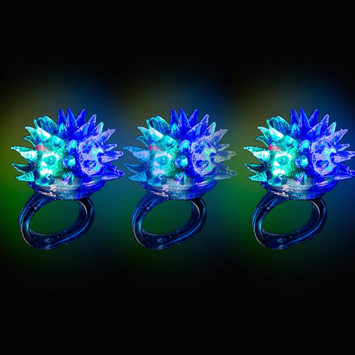 LED Flashing Porcupine Ring- Blue