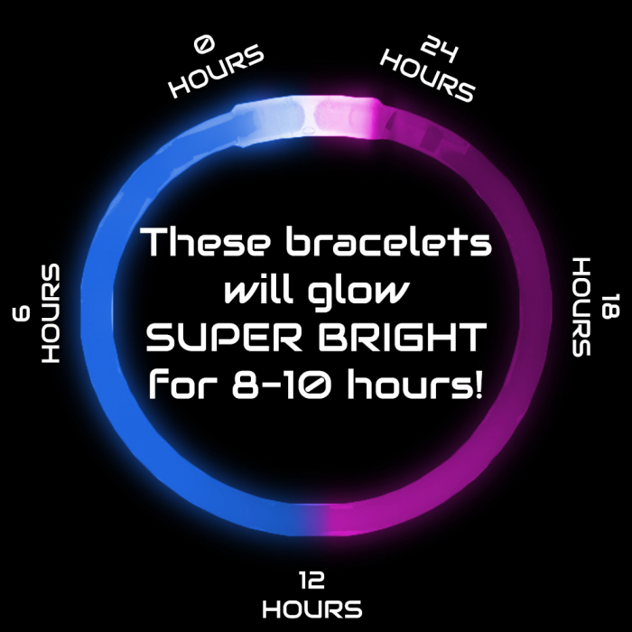 8 Inch Premium Bi Color Blue/Pink Glow Stick Bracelets 