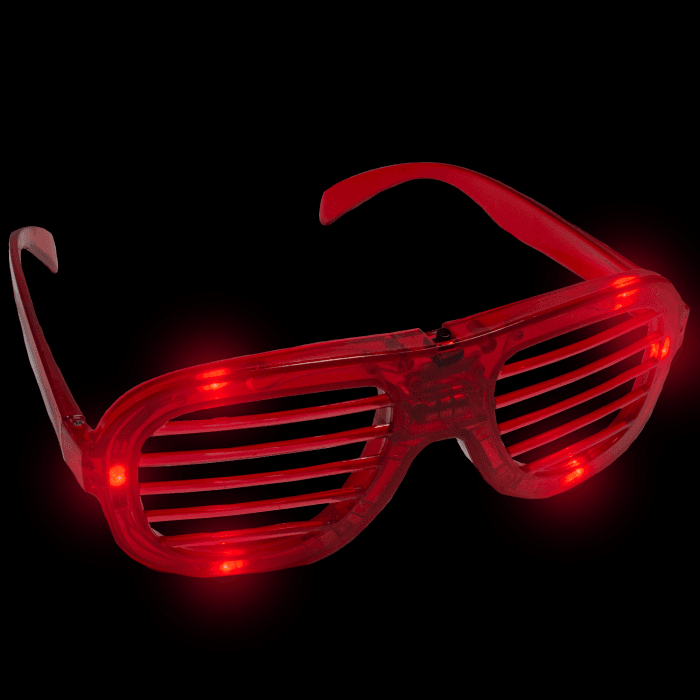 LED Flashing 80s Sunglasses- Red