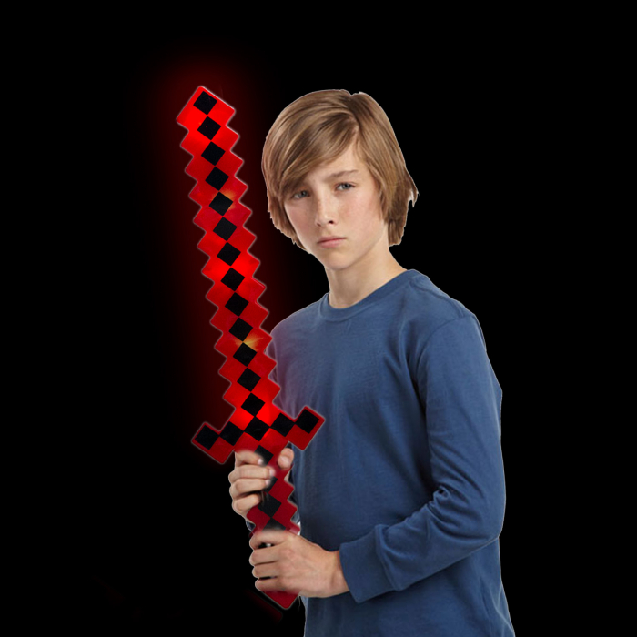 24'' Light Up Pixel Sword (Red & Black)