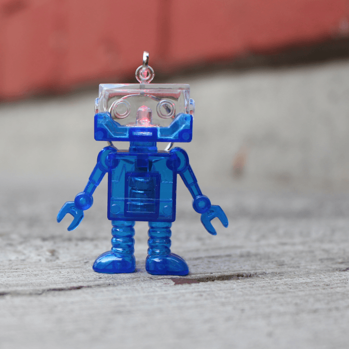 2" Light-Up Flashing Android Robot Keychain- Blue
