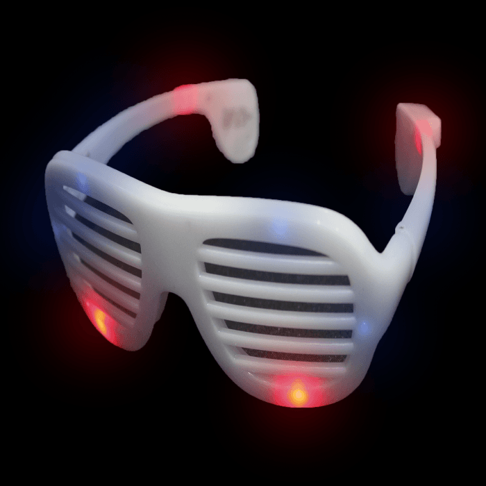 LED Flashing Red White and Blue Patriotic Shutter Shades