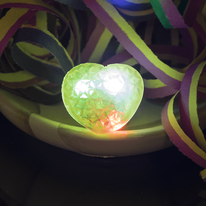 LED Light Up Jelly Heart Rings - Yellow