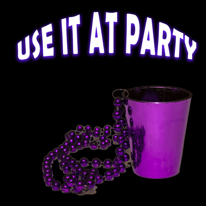 33" Shot Glass Mardi Gras Beads- Purple
