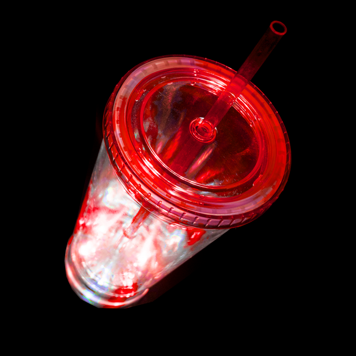 16 Oz Light-Up Flashing Tumbler Glass- Red