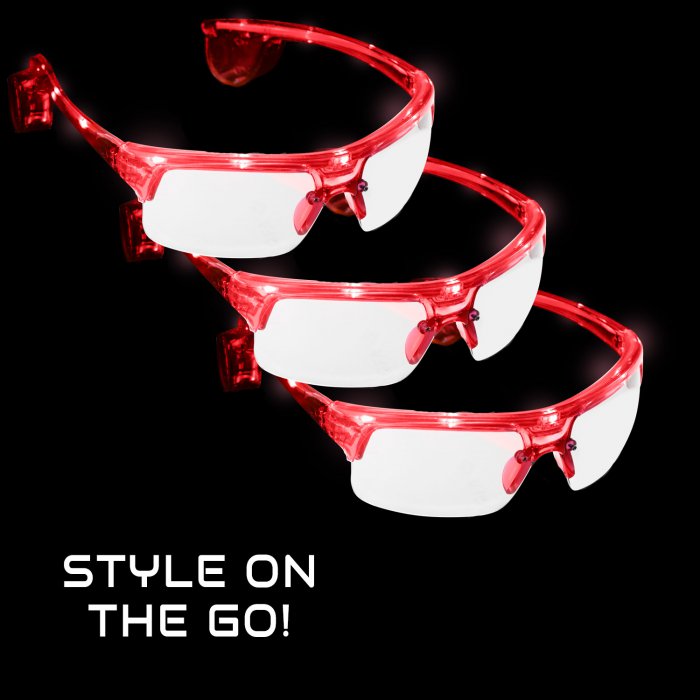 LED Flashing Sports Sunglasses- Red