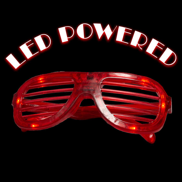LED Flashing 80s Sunglasses- Red