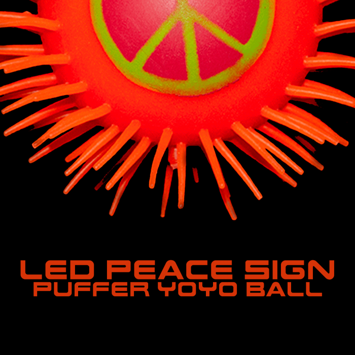 LED Peace Sign Puffer YoYo Ball- Orange