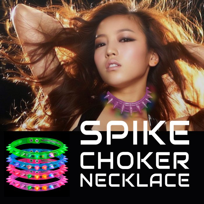 LED Light Up Spike Choker Necklaces