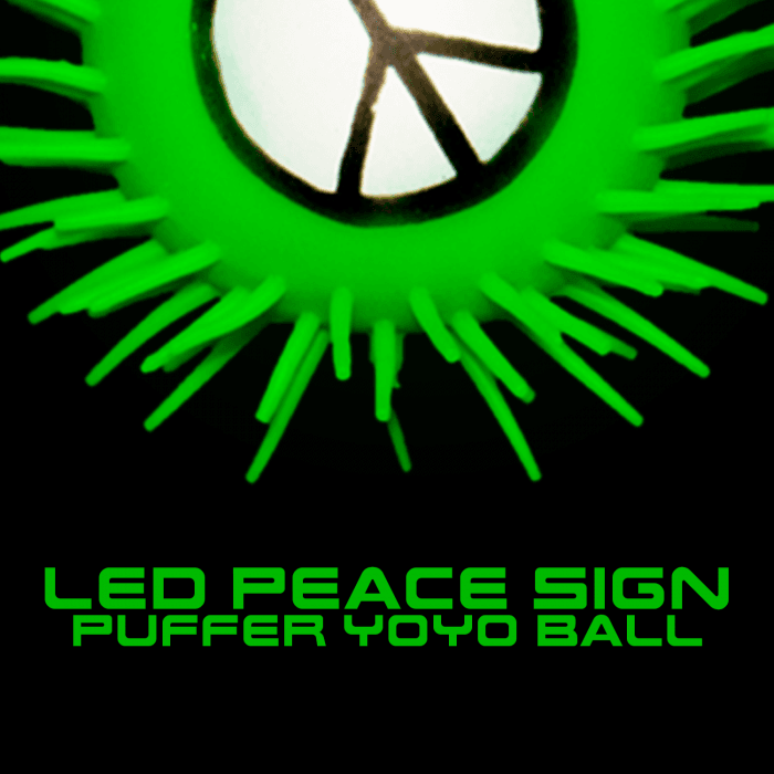 LED Peace Sign Puffer YoYo Ball- Green