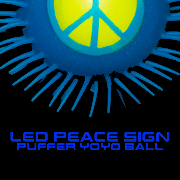 LED Peace Sign Puffer YoYo Ball- Blue