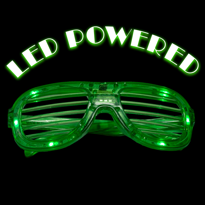 LED Flashing 80s Sunglasses- Green
