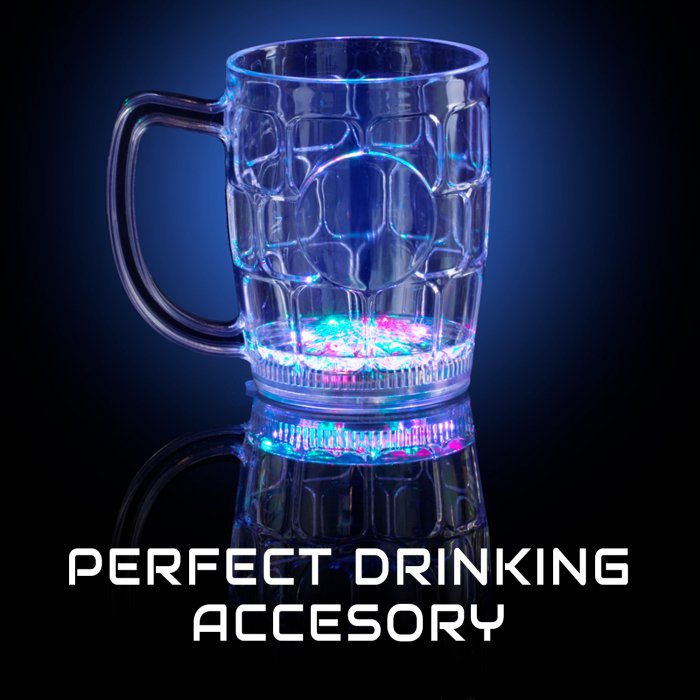 Hallmark Party Express Color Flashing Light Up Mug Beer Disco Fever 16 oz 