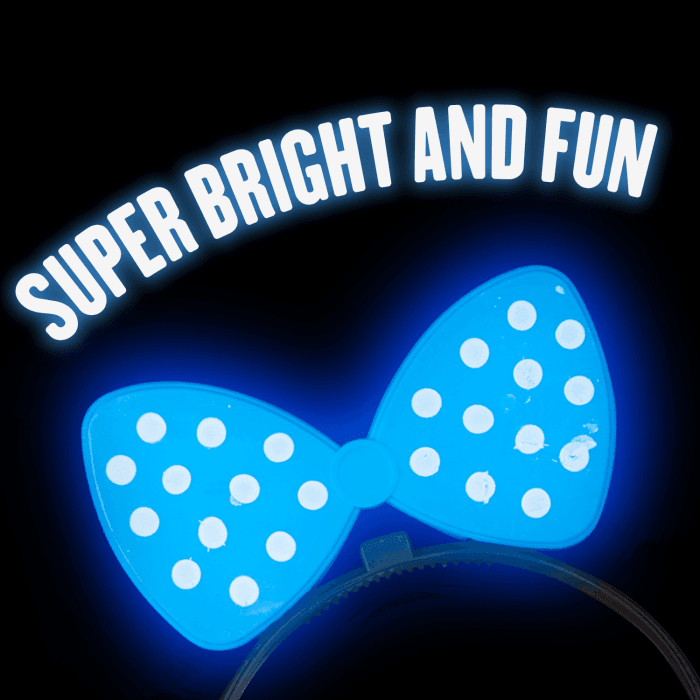 Light-Up Flashing Polka-Dot Bow Headband- Blue
