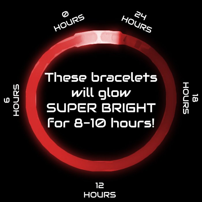 8 Inch Glowstick Bracelets - Red