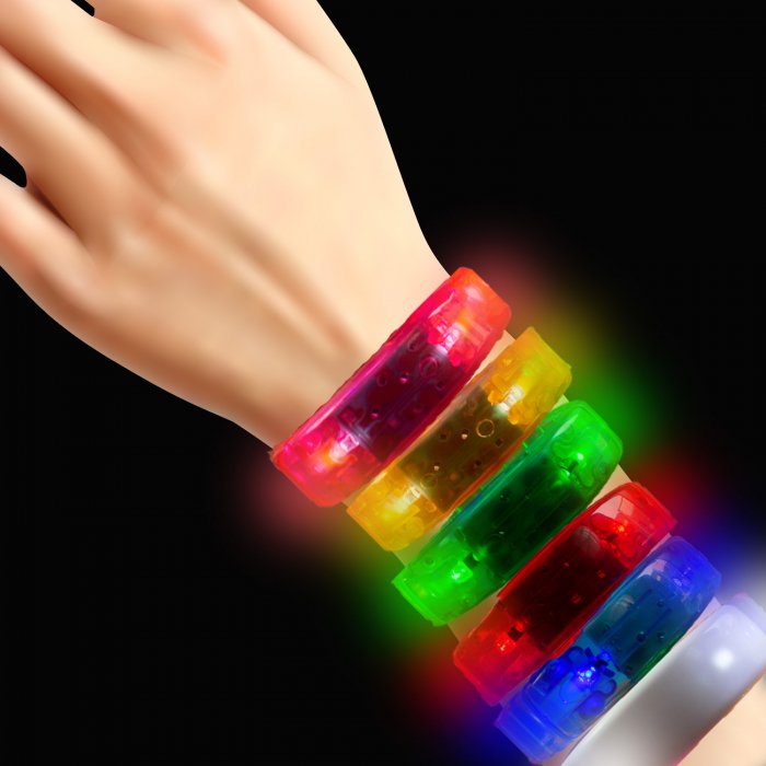 48 Light Up LED Bracelets Flashing Glow Wrist Band Blinking Bangle Party Fun UK