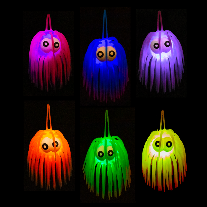LED 3" Two-Tone Light-Up Puffers With Eyes