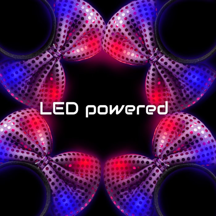 LED Flashing Bow Headband- Purple