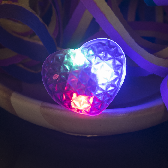 LED Light Up Jelly Heart Rings - Purple