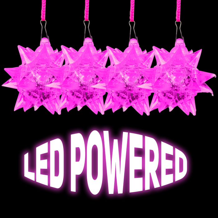 3" Light-Up Crystal Star Necklace- Pink