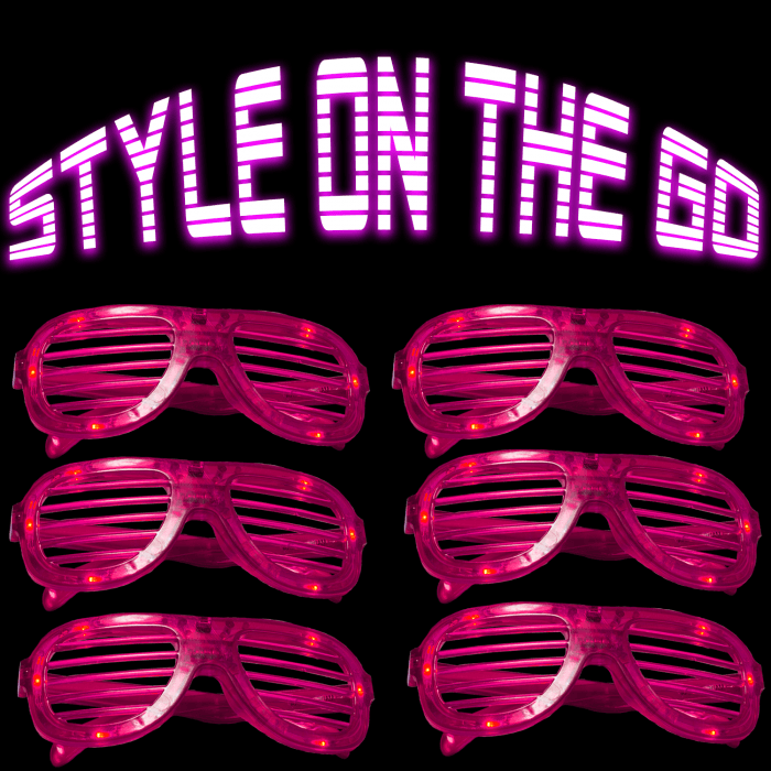 LED Flashing 80s Sunglasses - Pink