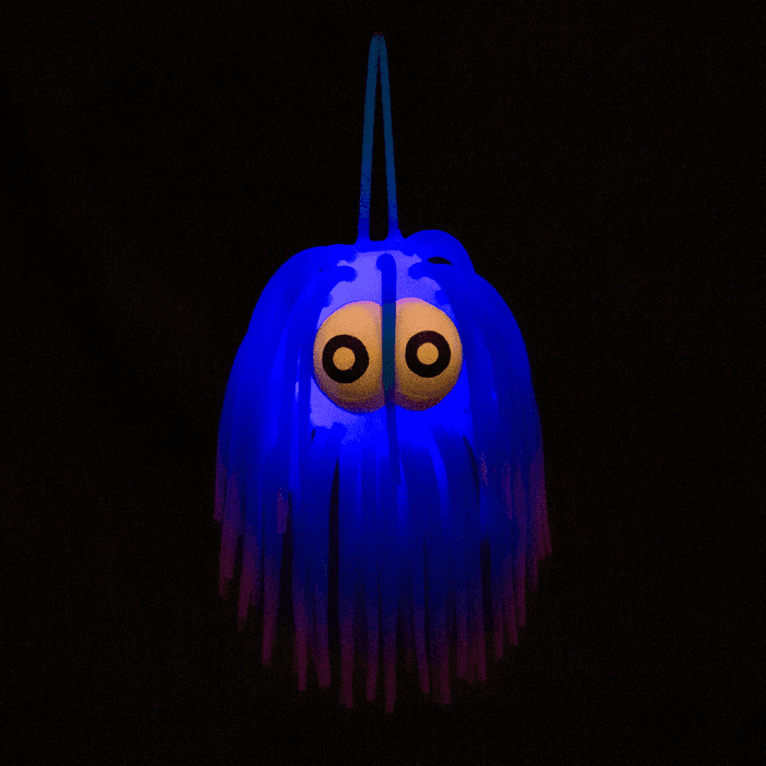 LED 3" Two-Tone Light-Up Puffer With Eyes- Blue