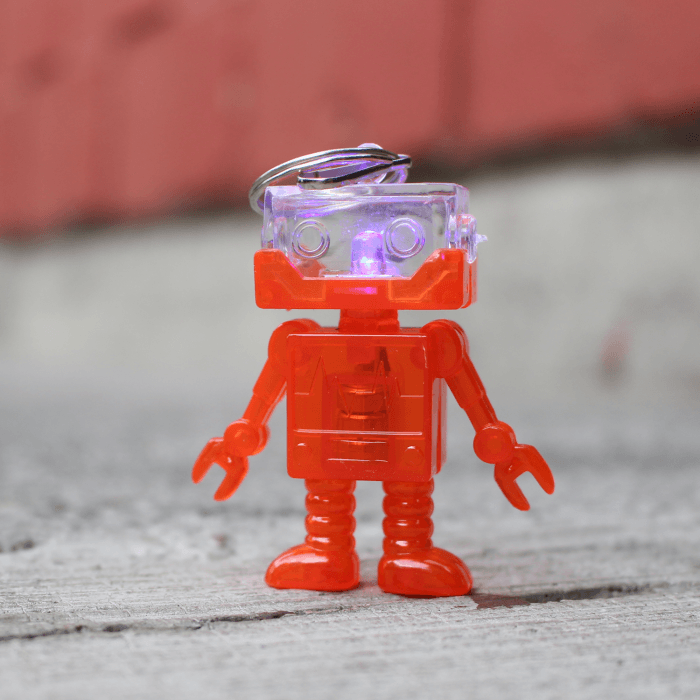 2" Light-Up Flashing Android Robot Keychain- Orange
