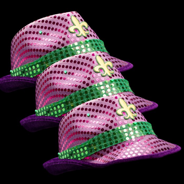 Light-Up Sequined Fleur De Lis Hat