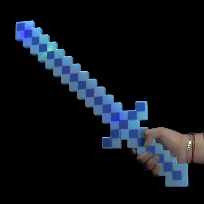 LED Light-Up Pixel Sword With Sound - Blue